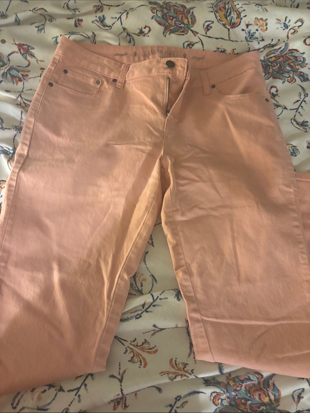 Jennifer Lopez Peach Straight-Leg Jeans